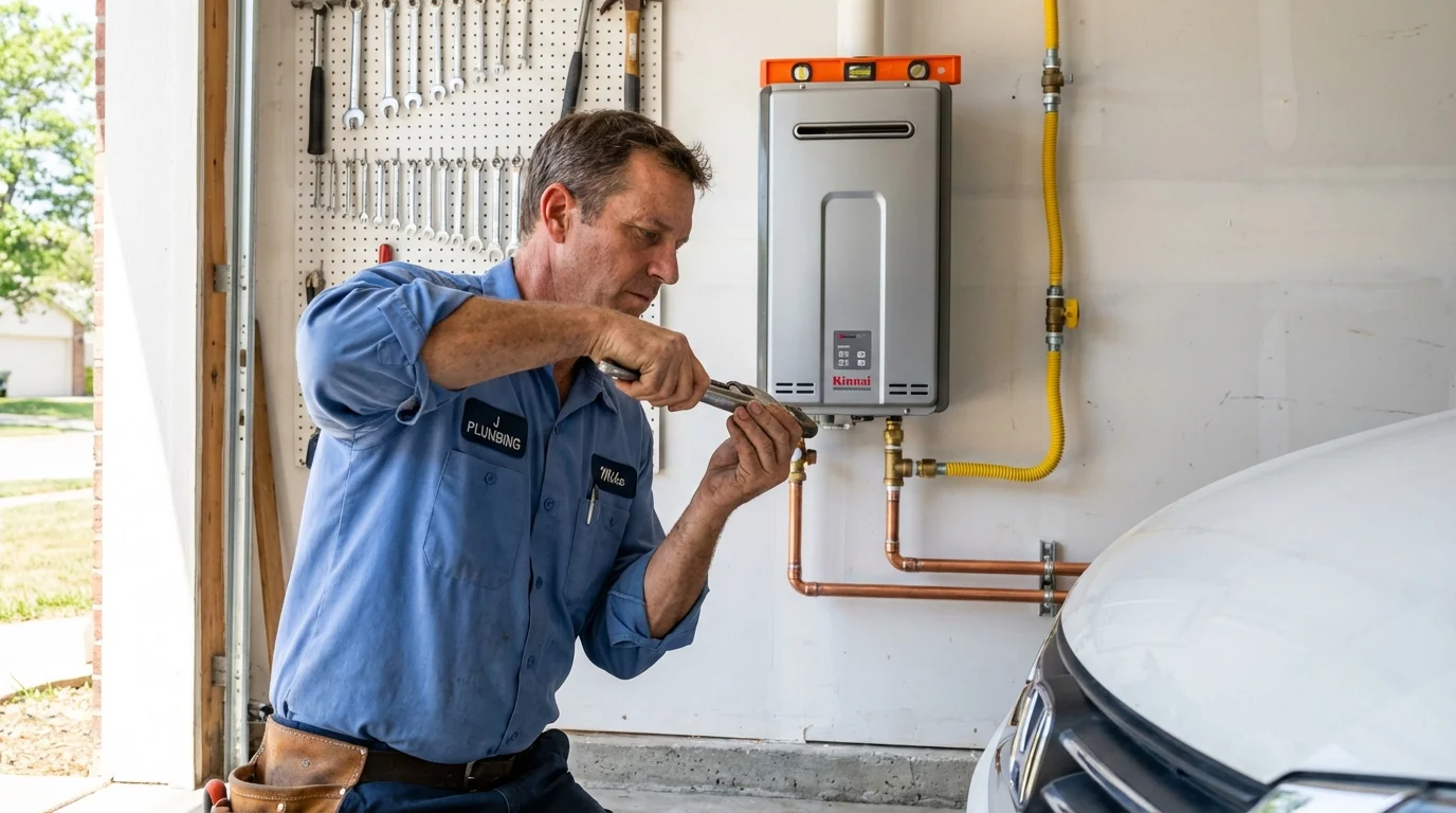 Tankless water heater installation by a Johns Plumbing LLC plumber in Riverdale